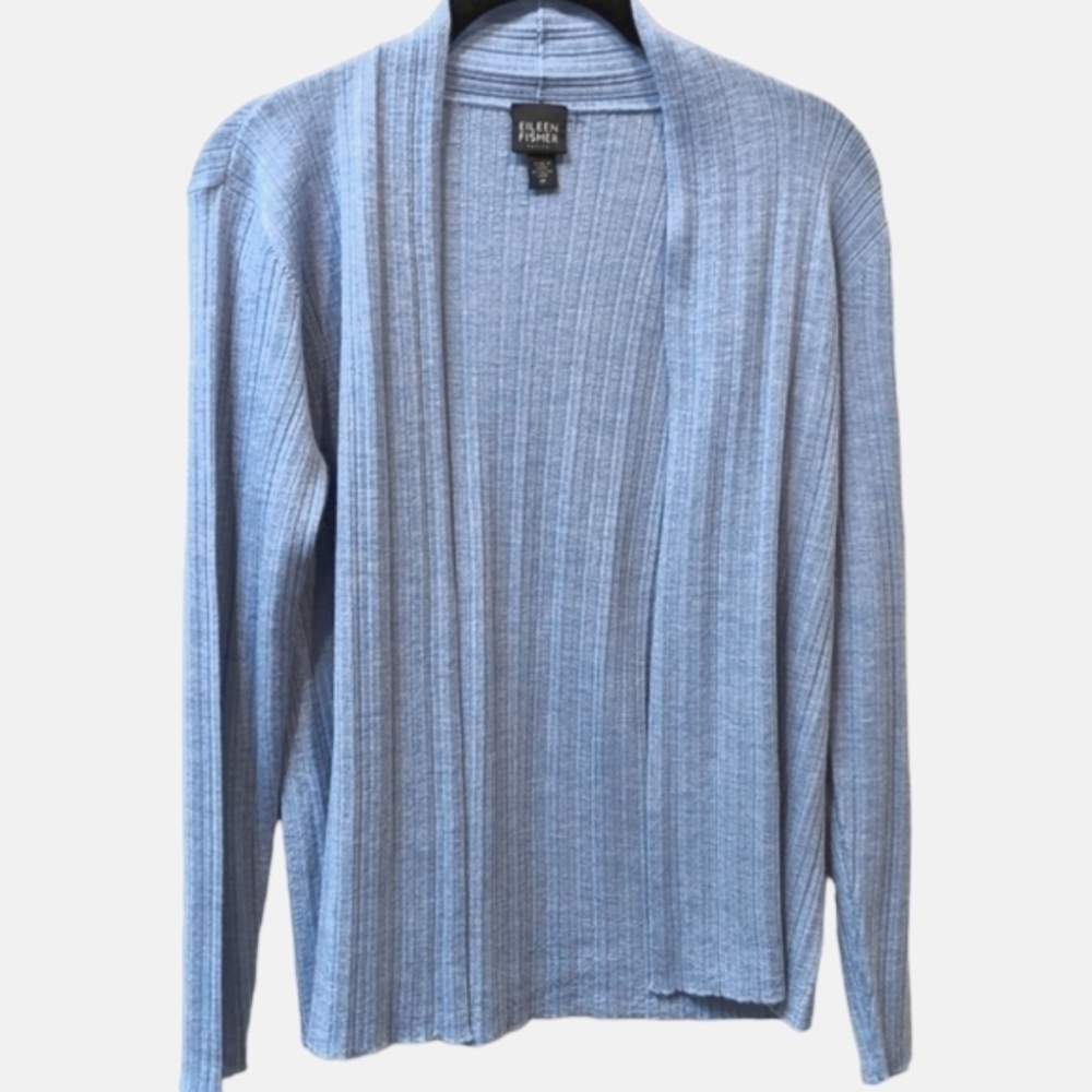 Eileen Fisher Merino Wool Longsleeved Open Front Petite Cardigan (PP)